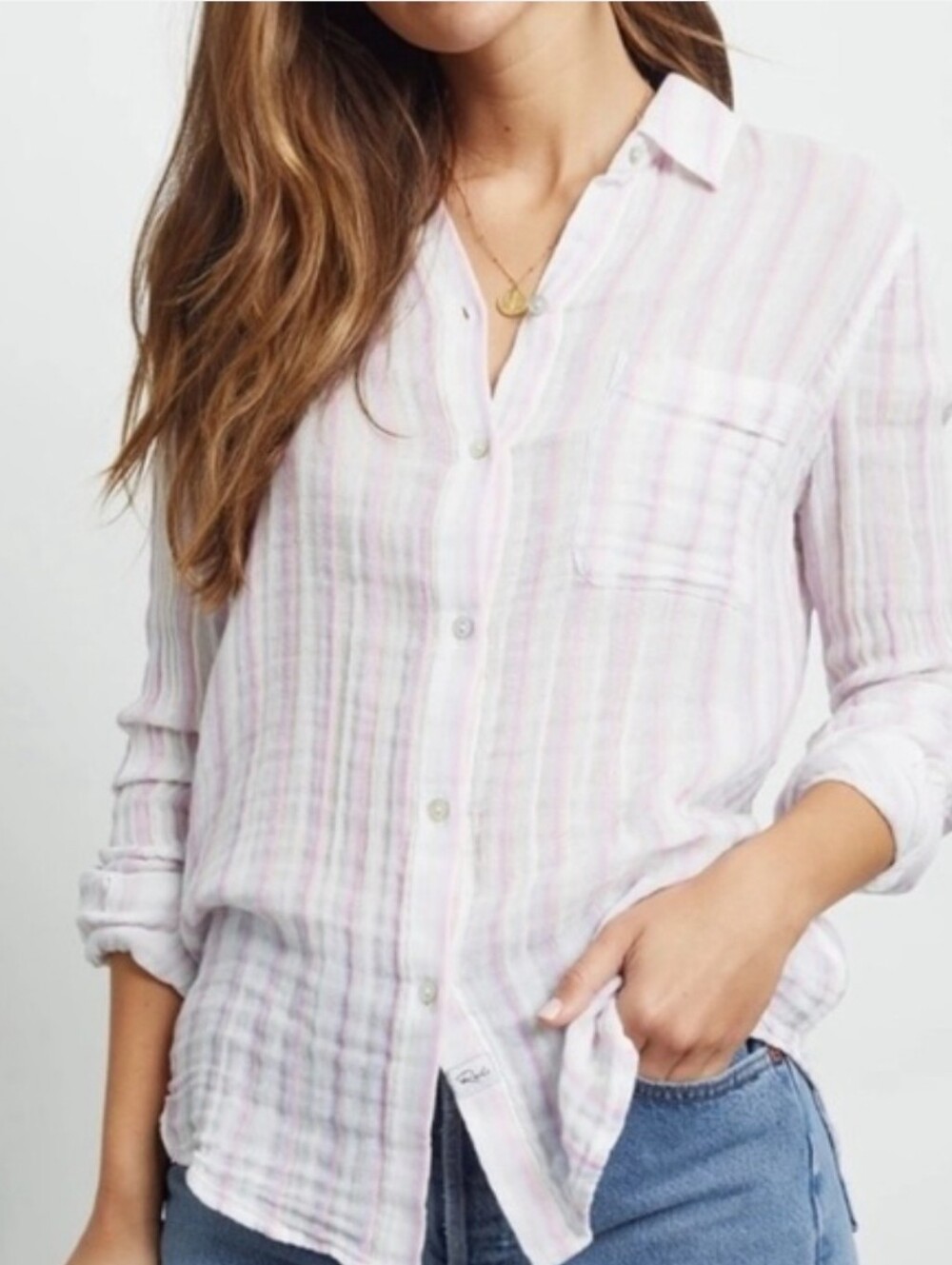 Rails Ellis Pastel Gem Stripe Button Down Shirt Size M